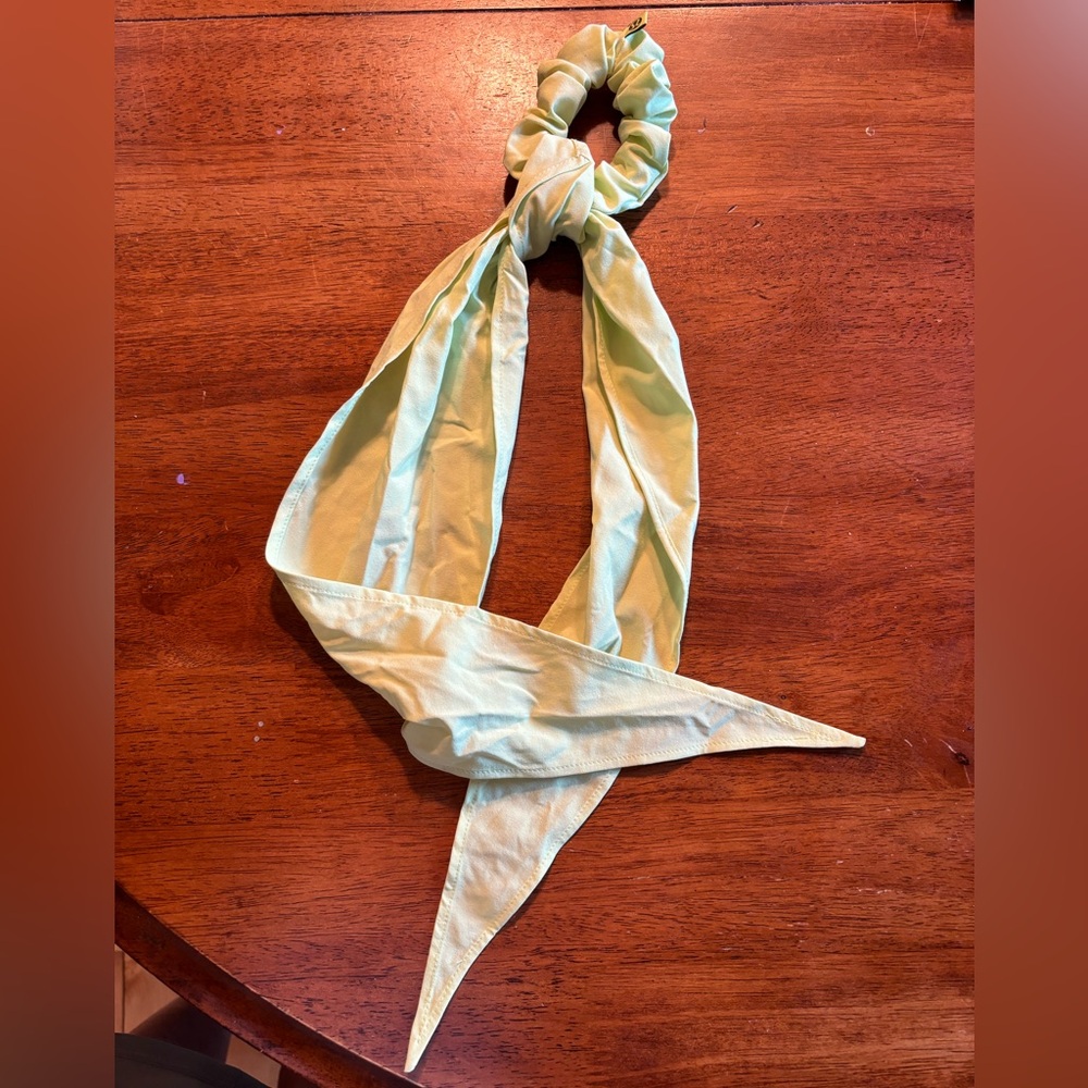 Lululemon uplifting scrunchie with big bow in chartreuse